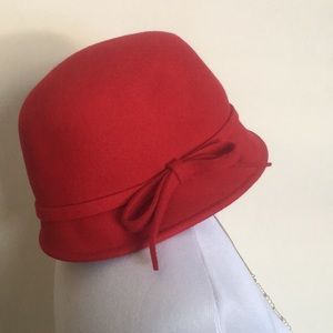 Red Wool Cloche Hat